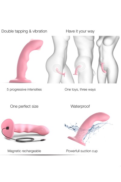 Tapping Dildo Wave Pink - Strap-on-me®